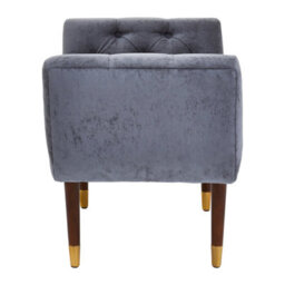 Orsina Classic Grey Chenille Stool,decorative Wooden Seat,metallic Gold Finished Lounge Seat With Pointed Feet - thumbnail 5