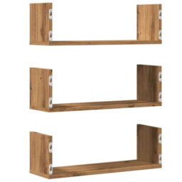 Berkfield Wall Shelves 3 Pcs Artisian Oak 58X18X18 Cm Engineered Wood - thumbnail 6