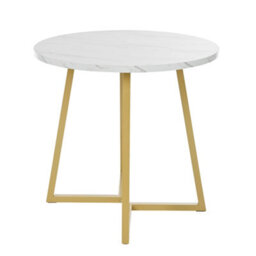 Matteo Modern 5-Piece Dining Set With Round White Mdf Table And Gold Metal Legs, 80Cm Diameter, Black Velvet Chairs - thumbnail 9
