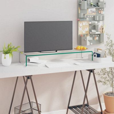 Vidaxl Tv Stand/monitor Riser Glass Clear 90X30X13 Cm - image 1