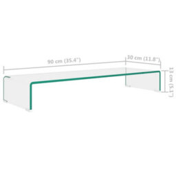 Vidaxl Tv Stand/monitor Riser Glass Clear 90X30X13 Cm - thumbnail 6