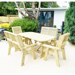 Marlborough Heavy Duty Table And Chair Set - 1 Oval Table - 2 Chairs, 2X 2 Seater Benches - 6 Seater - thumbnail 3