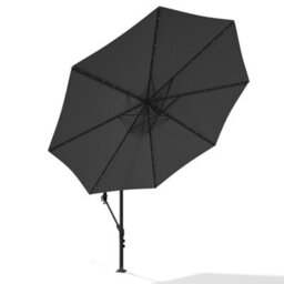 Living And Home 3M Led Lighted Large Garden Patio Cantilever Parasol Outdoor Sun Shade Banana Umbrella Crank Tilt No Base, Dark Grey - thumbnail 3