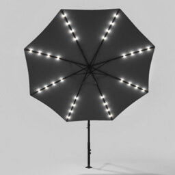 Living And Home 3M Led Lighted Large Garden Patio Cantilever Parasol Outdoor Sun Shade Banana Umbrella Crank Tilt No Base, Dark Grey - thumbnail 2