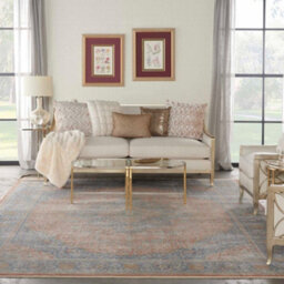 Blush Multi Luxurious Traditional Bordered Floral Rug Easy To Clean Living Room And Bedroom-300Cm X 381Cm - thumbnail 1