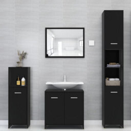 Vidaxl Bathroom Cabinet Black 30X30X95 Cm Engineered Wood Bathroom Cabinets - thumbnail 8