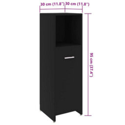 Vidaxl Bathroom Cabinet Black 30X30X95 Cm Engineered Wood Bathroom Cabinets - thumbnail 9