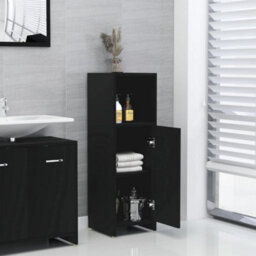 Vidaxl Bathroom Cabinet Black 30X30X95 Cm Engineered Wood Bathroom Cabinets - thumbnail 3