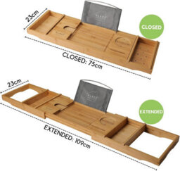 Klass Home Collection Hsh Extendable Bamboo Bath Tray Caddy With Book Rest, Device Holder, Candle & Wine Glass Holder - thumbnail 4