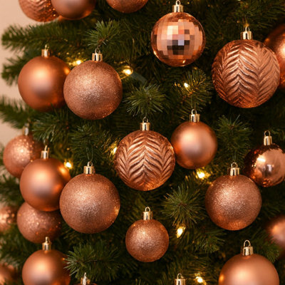 Neo Champagne 36Pcs Christmas Tree Ornaments Set Baubles Glitter Balls Holiday Festive Decorations - image 1