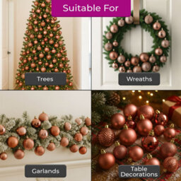 Neo Champagne 36Pcs Christmas Tree Ornaments Set Baubles Glitter Balls Holiday Festive Decorations - thumbnail 3