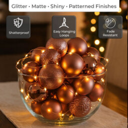 Neo Champagne 36Pcs Christmas Tree Ornaments Set Baubles Glitter Balls Holiday Festive Decorations - thumbnail 5
