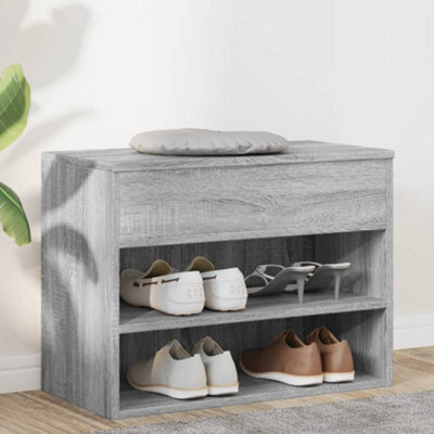 Vidaxl Shoe Bench Grey Sonoma 60X30X45 Cm Engineered Wood - image 1