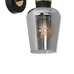 Milagro Richmond Black/gold Pendant Lamp 1Xe27 Stunning Hand Made Smoked Glass Quality Matt Black Fittings With Gold Detail - thumbnail 2