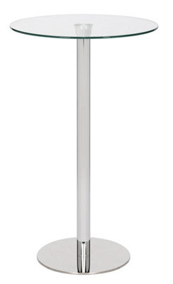 Lamboro Deluxe Como Poseur Table, Round Clear Glass Top With Chrome Base, Home & Bar Table, 1005mm High - image 1