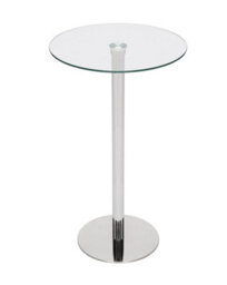 Lamboro Deluxe Como Poseur Table, Round Clear Glass Top With Chrome Base, Home & Bar Table, 1005mm High - thumbnail 3