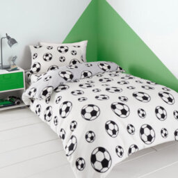 Catherine Lansfield Bedding Football Fleece Reversible Duvet Cover Set With Pillowcase Grey - thumbnail 2