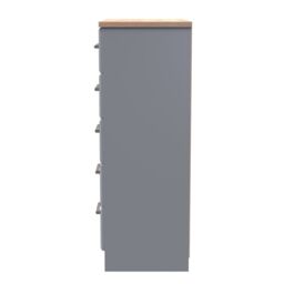 Sevilla Ready Assembled Matt Dark Grey Light Oak Effect 5 Drawer Wide Chest (H)1075mm (W)765mm (D)415mm - thumbnail 5