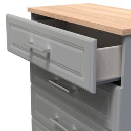 Sevilla Ready Assembled Matt Dark Grey Light Oak Effect 5 Drawer Wide Chest (H)1075mm (W)765mm (D)415mm - thumbnail 3