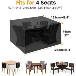 Waterproof Garden Furniture Cover 123X123X74Cm Protective Cover For Outdoor - thumbnail 2