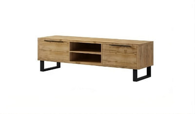 Arte Halle 40 Tv Cabinet W1800mm H500mm D500mm - Oak Wotan, With Drop-Down Drawers & Cable Management - image 1