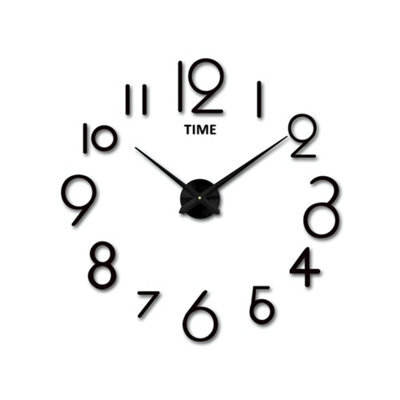 Ledsone Modern Diy Large Wall Sticker Clock Acrylic Wall Clock Sticker Mirror Effect Wall Clock Black - image 1