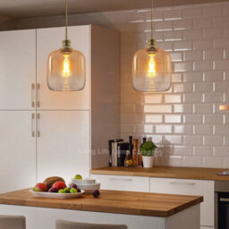 Long Life Lamps Company Modern Vintage Glass Gold Pendant Light M0203 - thumbnail 6