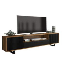 Blackridge Tv Unit 200Cm Oak & Black Fluted - Creative Furniture - thumbnail 6