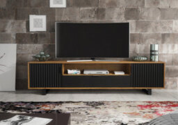 Blackridge Tv Unit 200Cm Oak & Black Fluted - Creative Furniture - thumbnail 5