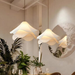 Amorly 2 Tier Cream Petal Fabric Shade Flower Chandelier, Ceiling Hanging Light Fixture For Dining, Living Room, Bedroom, 15.7 In Wide - thumbnail 3