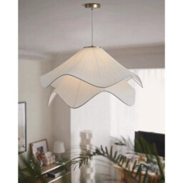 Amorly 2 Tier Cream Petal Fabric Shade Flower Chandelier, Ceiling Hanging Light Fixture For Dining, Living Room, Bedroom, 15.7 In Wide - thumbnail 5