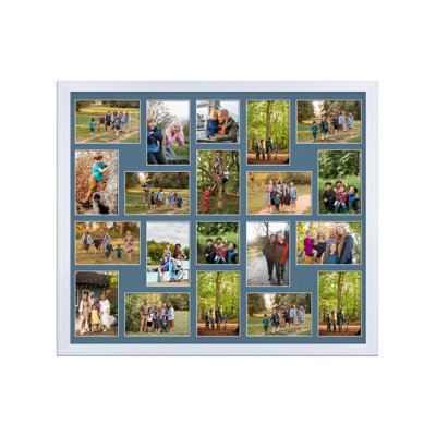 AK Frames 80X70Cm White Classic Multi Photo Frame With Pompadour Mount - Holds 20 Apertures (18X) 6X4, (2X) 4X4 Photos - image 1