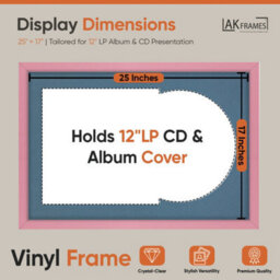 "AK Frames 25X17"" Pink Sleek Vinyl Record Frame With Pompadour Mount For 12 Inch Lp Cover & Disc - Overlapped Design" - thumbnail 2