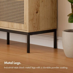 Rattan Effect Wide Sideboard For Living Room, With 6 Storage Shelves - thumbnail 6