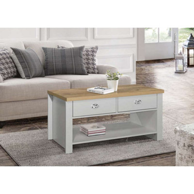 Birlea Highgate 2 Drawer Coffee Table Grey & Oak - image 1