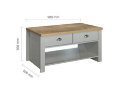 Birlea Highgate 2 Drawer Coffee Table Grey & Oak - thumbnail 7