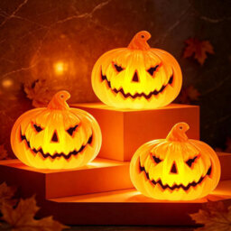 3 Pack Pumpkin Lights Halloween Decorations Led Glowing Pumpkin String Lights - thumbnail 3