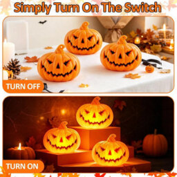 3 Pack Pumpkin Lights Halloween Decorations Led Glowing Pumpkin String Lights - thumbnail 4