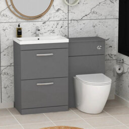Royal Bathrooms 1100mm Indigo Grey Gloss 2 Drawer Furniture Pack With Mid Edge Basin & Slim Elva Back To Wall Toilet