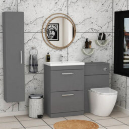 Royal Bathrooms 1100mm Indigo Grey Gloss 2 Drawer Furniture Pack With Mid Edge Basin & Slim Elva Back To Wall Toilet - thumbnail 3