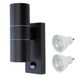 Hispec Coral Up And Down Lighting With Pir - Black: 1X Light & 2X Gu10 - thumbnail 1