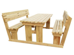 Arbor Garden Solutions Alders Wooden Picnic Bench And Table Set, Outdoor Dining Set With Backrest (8Ft, Natural Finish) - thumbnail 5