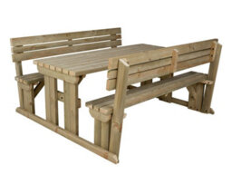 Arbor Garden Solutions Alders Wooden Picnic Bench And Table Set, Outdoor Dining Set With Backrest (8Ft, Natural Finish) - thumbnail 2