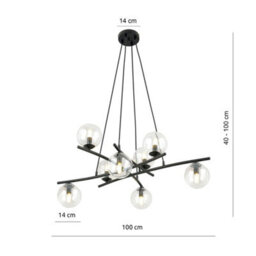 Emibig Lighting Emibig Essa Pendant Lamp 8 X E14 Black With Transparent Shade - thumbnail 7