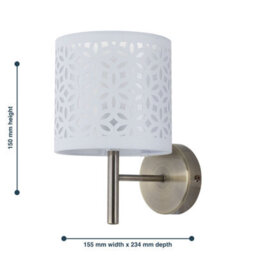 First Choice Lighting Set Of 2 Brea - Antique Brass Wall Lights With White Cut Out Shade - thumbnail 6