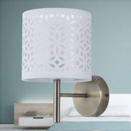 First Choice Lighting Set Of 2 Brea - Antique Brass Wall Lights With White Cut Out Shade - thumbnail 4