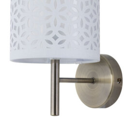 First Choice Lighting Set Of 2 Brea - Antique Brass Wall Lights With White Cut Out Shade - thumbnail 3