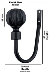 A.unique Home Pair Of Geo Ball Metal Holdbacks With Fittings - Matte Black - thumbnail 4