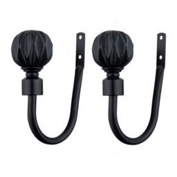 A.unique Home Pair Of Geo Ball Metal Holdbacks With Fittings - Matte Black - thumbnail 2
