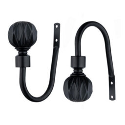 A.unique Home Pair Of Geo Ball Metal Holdbacks With Fittings - Matte Black - thumbnail 3